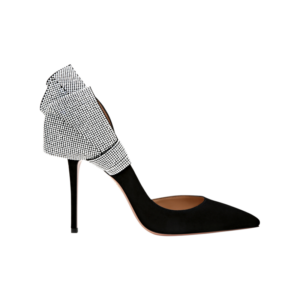 Silver Strived Black Ladies Shoe